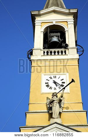 In Cislago Old Abstract    Italy   The   Wall  And Church Tower Bell Sunny