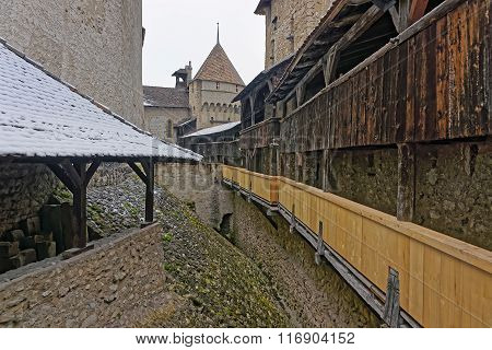 Inner Part Of Chillon Castle In Switzerland