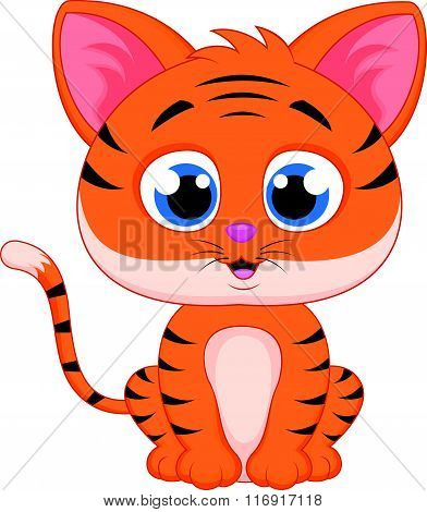 vector illustration of Cute cat cartoon isolated on white