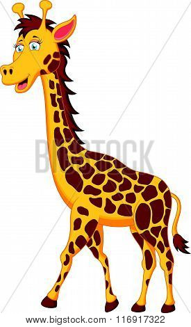 vector illustration of funny giraffe cartoon character isolated on white