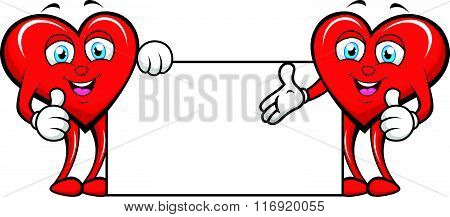 vector illustration of two hearts with blank sign