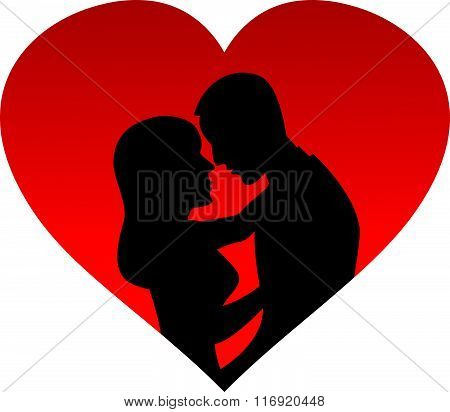 vector illustration of Silhouette of couple in love