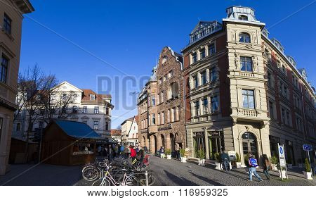 People At One Of The Central Streets Of The City Of Weimar