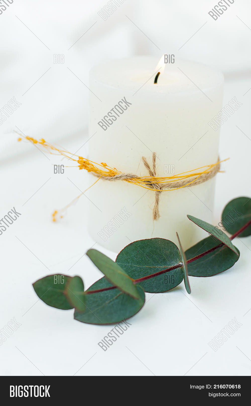 Thick White Lit Candle Image & Photo (Free Trial) Bigstock