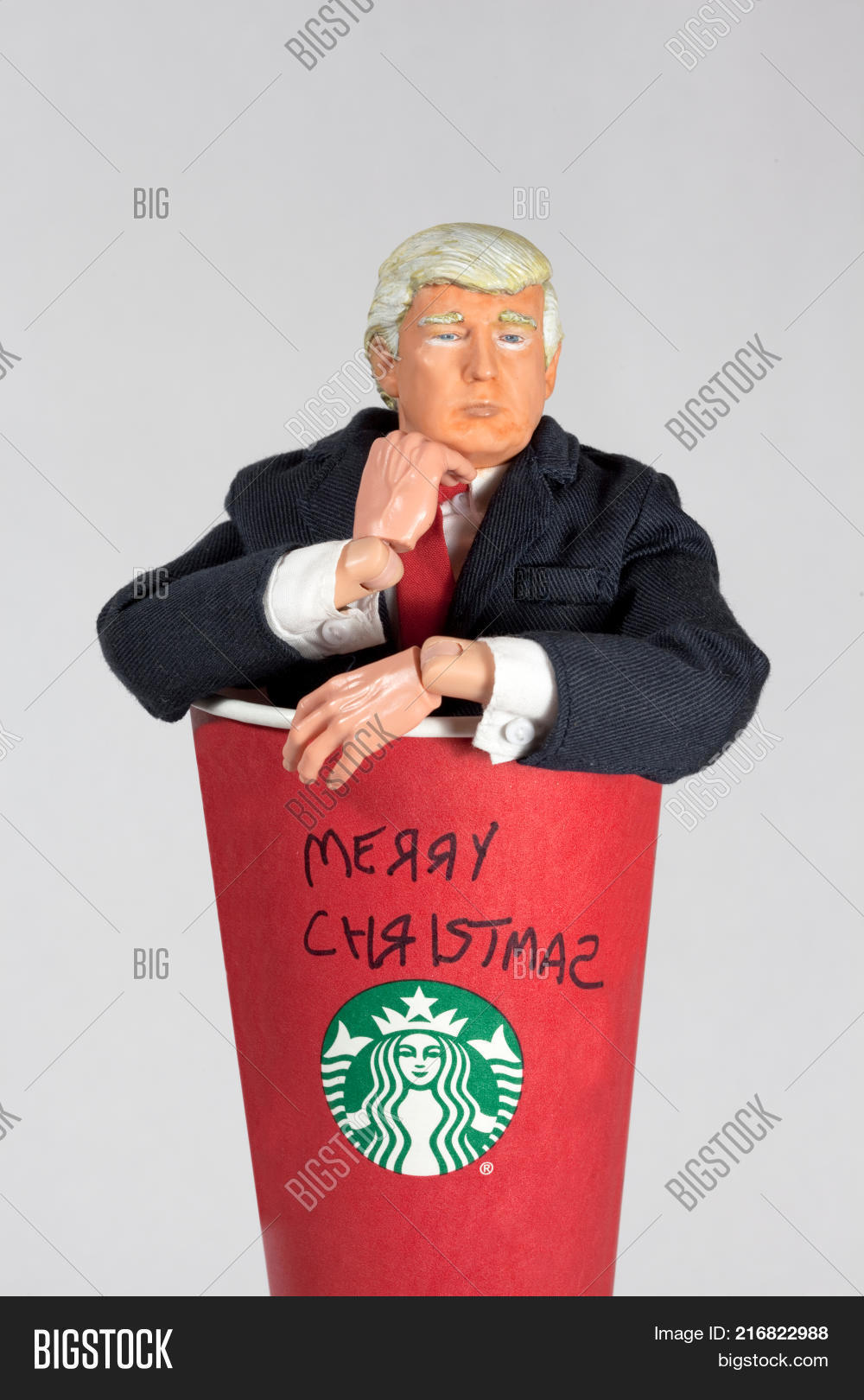 donald trump caricature action figure coming out of a starbucks coffee cup with merry christmas written - Starbucks Merry Christmas donald trump caricature action figure coming out of a starbucks coffee cup with merry christmas written - Starbucks Merry Christmas
