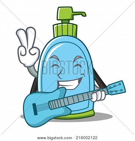With guitar liquid soap character cartoon vector illustration