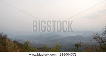 Aerial View Landscape Mountain And Forest In Nan City From Doi Samer Dao In Sri Nan National Park Of