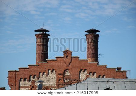 The Old building roof trumpet sky brick