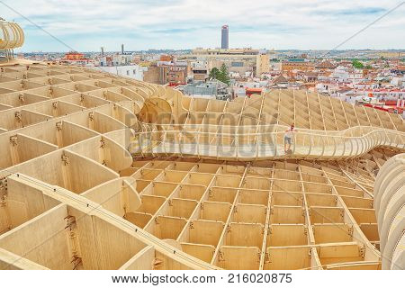 Panoramic View Of The Seville From The Observation Platform Metropol Parasol, Also Known As Las Seta
