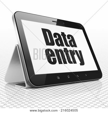 Information concept: Tablet Computer with black text Data Entry on display, 3D rendering