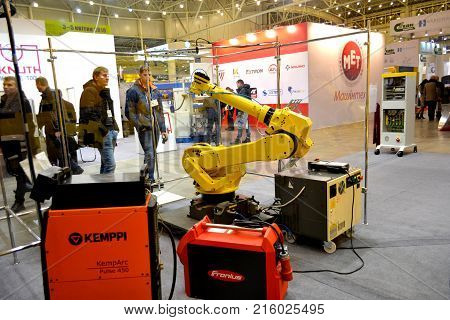 Kiev, Ukraine - November 23, 2017:-Industrial machinery, production aggregation and equipment, mechanical automaton facilities, machine tools and lathes. Industrial technologies, production processes.