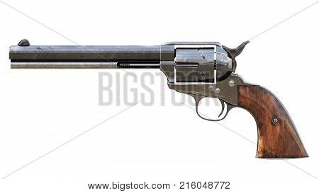 Vintage six shot revolver isolated. 3D render