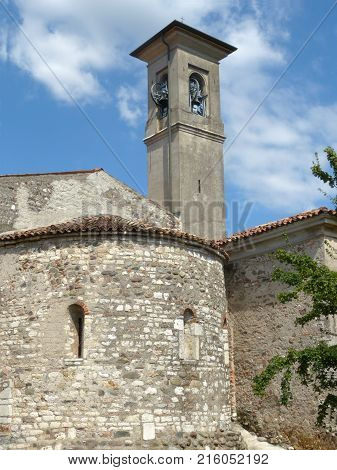 The ancient church of the Romanesque Pieve of Pontenove spans in the Brescia countryside - Lombardy - Italy 02