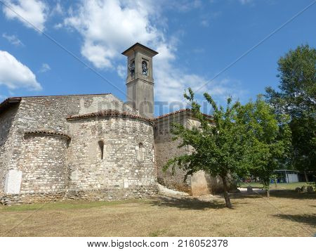 The ancient church of the Romanesque Pieve of Pontenove spans in the Brescia countryside - Lombardy - Italy 03