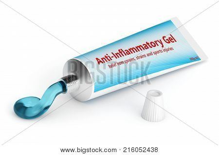 3d render of anti-inflammatory gel isolated over white background