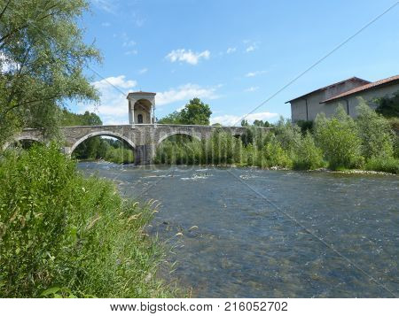 View of the ancient Roman bridge called Pontenove in the Brescia countryside - Lombardy - Italy 03