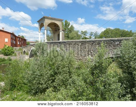 View of the ancient Roman bridge called Pontenove in the Brescia countryside Lombardy   Italy  