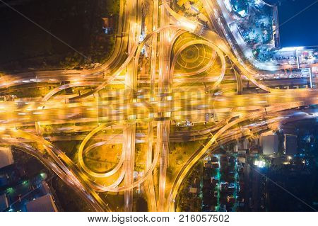 Night Traffic Light Movement Of Car In The Junction Of Medern City