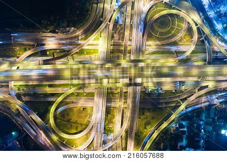 Night Traffic Light Movement Of Car In The Junction Of Medern City