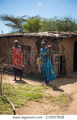 Residents Of Masai Village, Kenia