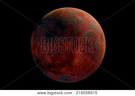 This image represent a generic volcanic moon It is a realistic 3d rendering