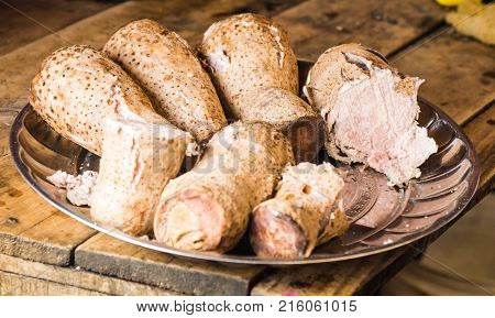Cooked Cassava On  Platter On  Table Of Boards In Kenya
