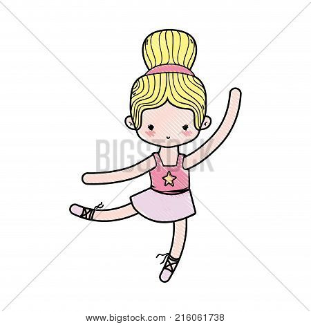 grated ballerina pactice dancer with hair bun vector illustration