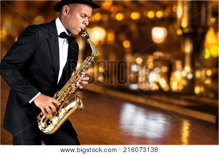 Play man playing sax saxophone entertainment background