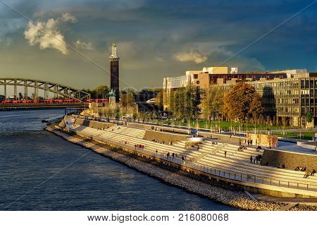 New Rhine Embankment in Cologne Messe Deutz