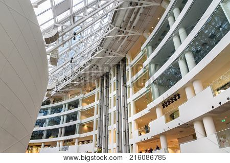 Yekaterinburg Russia - 11 November 2017: Interier of Boris Yeltsin Presidential Center is social cultural and educational center. It was open in 2015