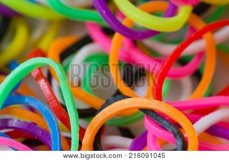 various colorful plastic tires colorful selective clarity background.