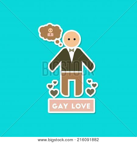 paper sticker on stylish background homosexual gays lovers