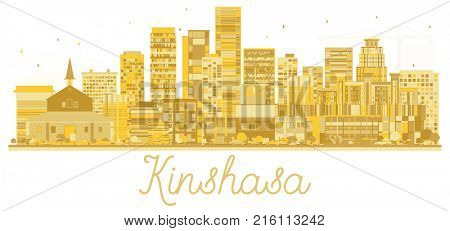 Kinshasa Congo City skyline golden silhouette. Business travel concept. Cityscape with landmarks.