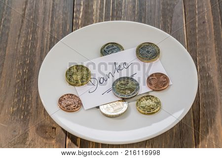 plate with coins
