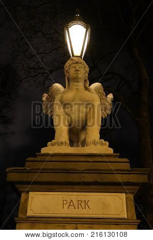 A Light in the entrance of the Wertheim Park in Amsterdam, The Netherlands