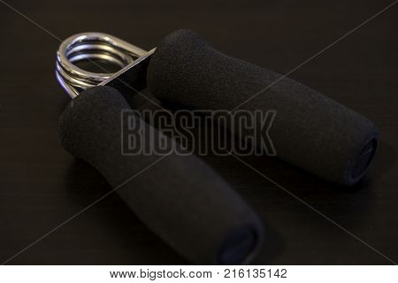 Forearm grip workout close up macro shot