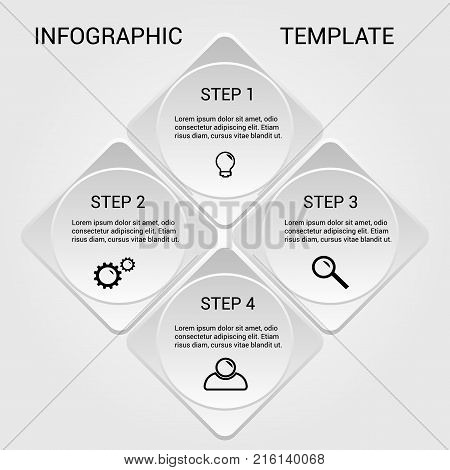 Infographic design template can be used for workflow layout diagram number options web design. Infographic business concept with 4 options parts steps or processes. Abstract background