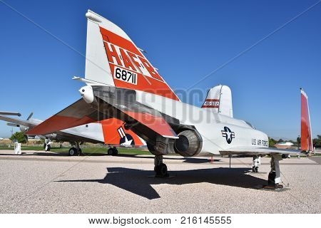 OGDEN, UTAH - AUG 24: Hill Aerospace Museum in Ogden, Utah, as seen on Aug 24, 2017. The The museum displays over 90 aircraft from around the world.