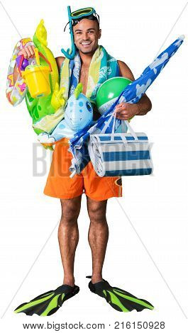 Fun man funny accessories tourist blue ball