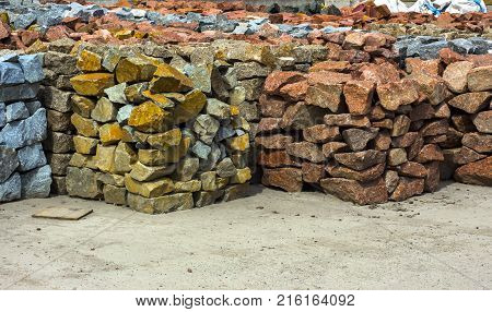 decorative building stone on a pallet can be used for advertising.