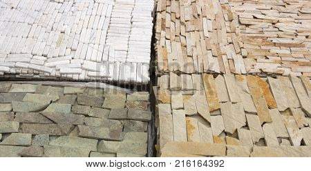 decorative building stone on a pallet can be used for advertising.
