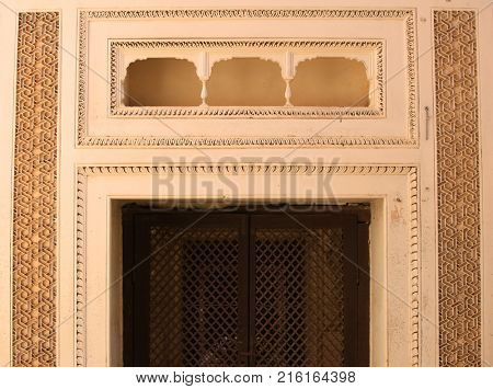 Balcony on historic Paigah tombs in Hyderabad India.