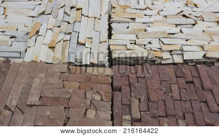 decorative building stone on a pallet can be used for advertising.