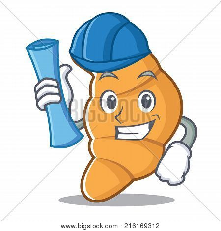 Architect croissant character cartoon style vector illustartion