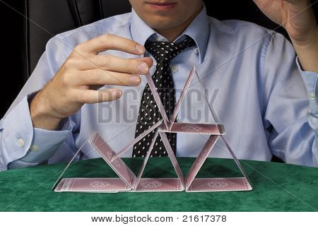 Cards Tower Falling.