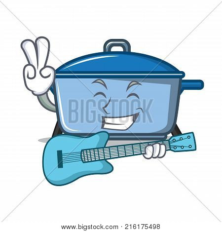 With guitar kitchen character cartoon style vector illustration