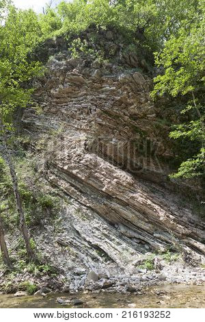 Rocky shore river Dede in the Tuapse district, Krasnodar region, Russia