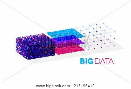 Big data illustration with structuring map reduce process showing clusters of data sequencing in organized order for analysis
