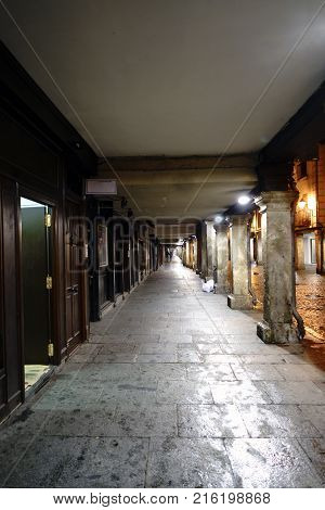 Street In The Old Town Of Alcala De Henares, Spain Called 