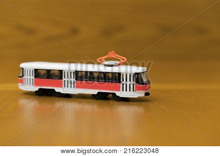 Toy Cars Red And Yellow On A Wooden Background